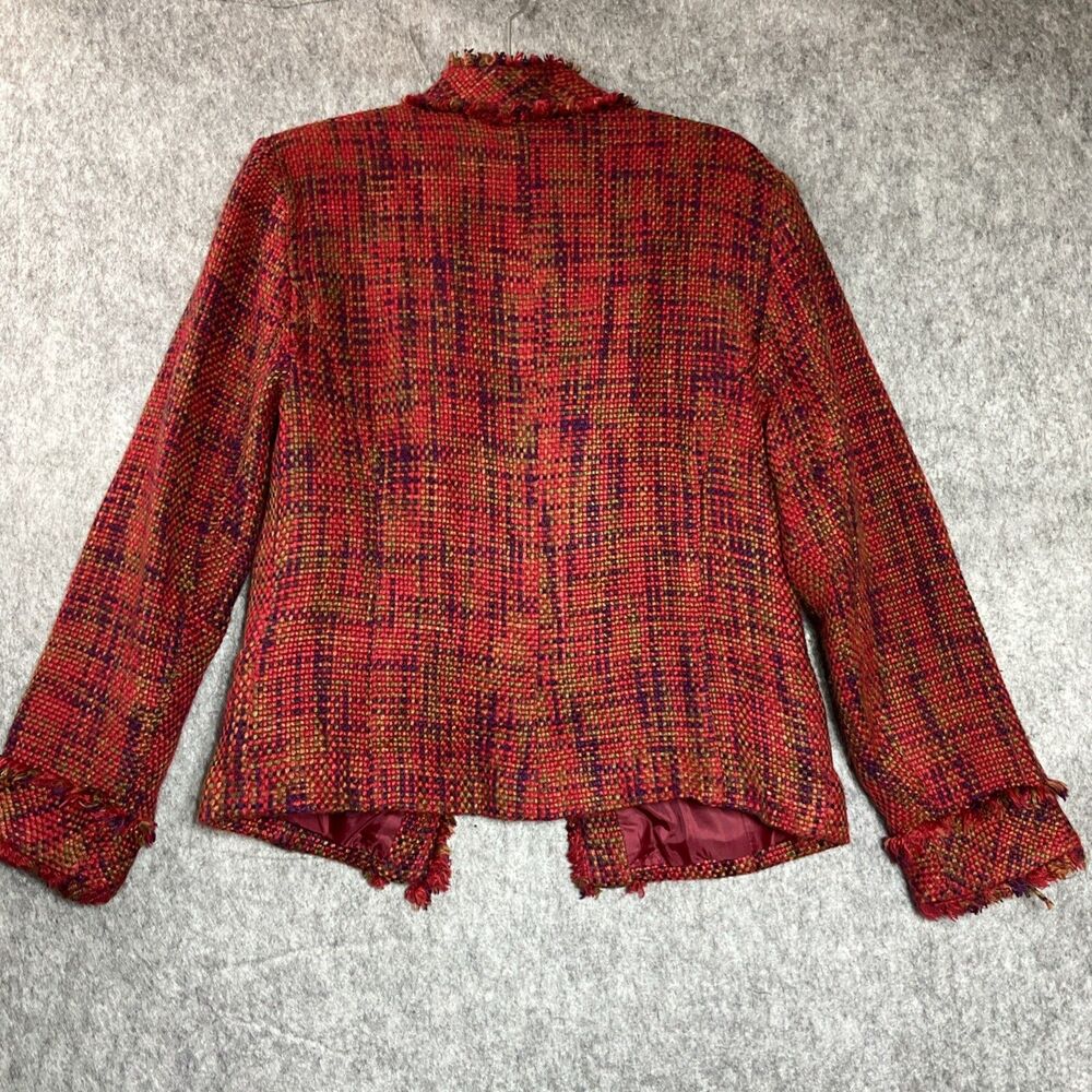 Coldwater Creek Jacket Womens Medium Red Pockets Wool Blend Open Front Capsule - Picture 5 of 10